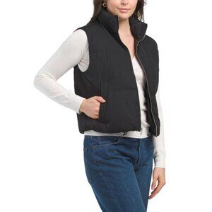 THEORY Black Cropped Puffer Vest